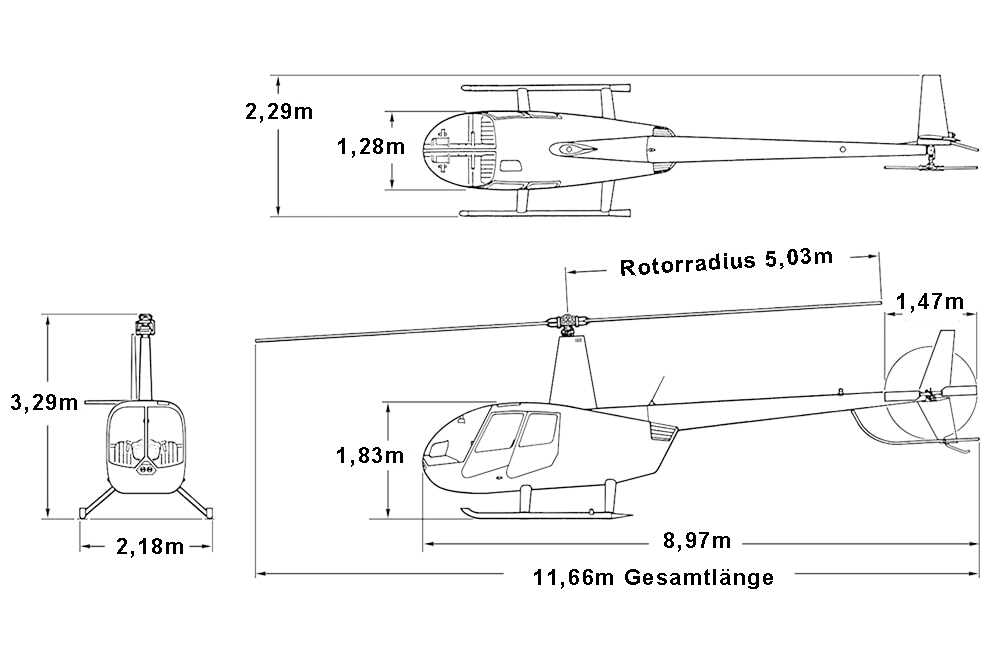 hubschrauber robinson r44 technische daten abmessungen