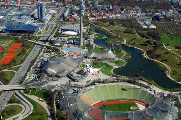 Helicopter sightseeing flight Munich Olympic Park BMW helicopter flight